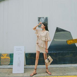 Frill-trim Mini Shift Dress