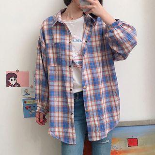 Gingham Long-sleeve Oversize Shirt
