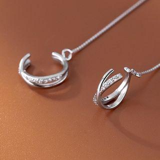 Layered Rhinestone Sterling Silver Cuff Earring