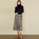 Leopard Print Maxi Skirt Dark Beige - One Size