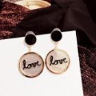 Love Metal Disc Dangle Earring As Shown In Figure - One Size