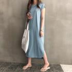 Round-neck Cap-sleeve Maxi Dress