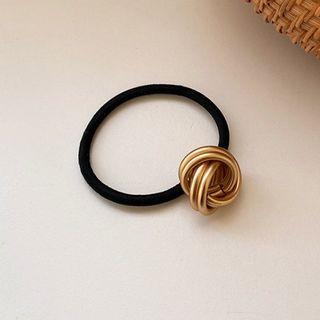 Interlocking Hoop Alloy Hair Tie 1pc - Black & Gold - One Size
