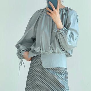 Plain Slit Tie-strap Blouse