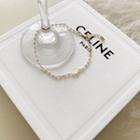 Faux-pearl Chain Anklet Gold - One Size
