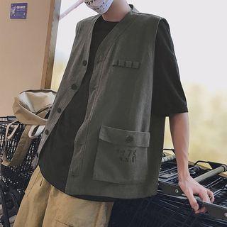Lettering Pocketed Vest