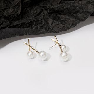 Faux Pearl Stud Earring 1 Pair - E2629 - As Shown In Figure - One Size