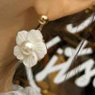 Faux-pearl Flower Earrings Gold - One Size