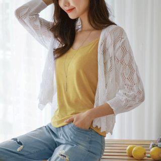 Linen Blend Open-knit Cardigan
