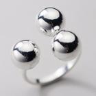 925 Sterling Silver Bead Open Ring 1pc - Silver - One Size