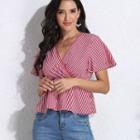 Plus Size Short-sleeve Striped Top