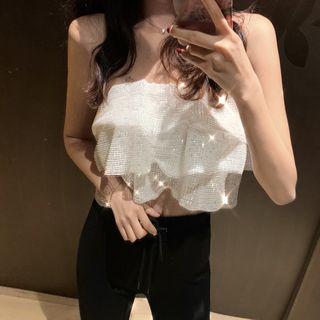 Glitter Tube Top / High Waist Boot-cut Pants