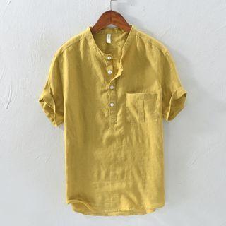 Short-sleeve Henley Pocket Detail T-shirt