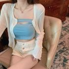 Strapless Crop Top / Light Jacket