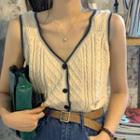Cable Knit Sleeveless Top Almond - One Size