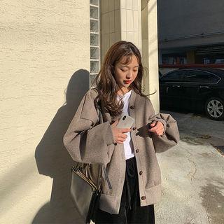 Herringbone Blouson Cardigan