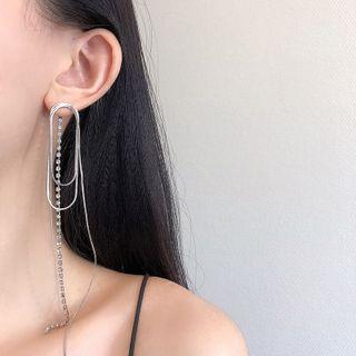 Alloy Rhinestone Fringed Earring Stud Earring - 1 Pair - Silver Stud - Silver - One Size
