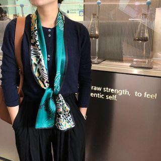 Printed Silk Narrow Scarf J406p7 - 150x15cm