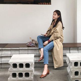 Flap Loose-fit Trench Coat With Sash