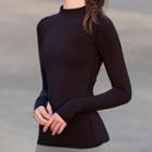 Mock-turtleneck Long-sleeve Sports T-shirt