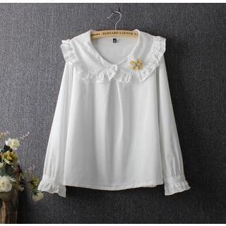Frilled Trim Long-sleeve Blouse