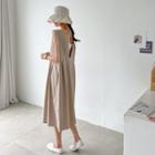 Sleeveless Cutout-back Pleated Midi Dress