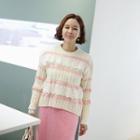 Lace-trim Stripe Sweater