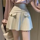 High Waist Accordion-pleat Mini A-line Skirt