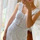 Color-block Tweed Tank Top / High-waist Skirt