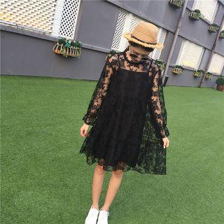 Set: Lace Long Sleeve Dress + Slipdress