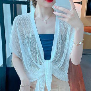 Short-sleeve Perforated Knit Jacket