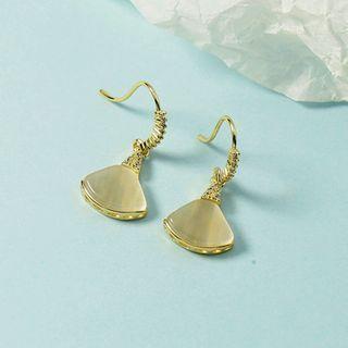 Rhinestone Fan Drop Earring 1 Pair - Earrings - Fan - Gold - One Size