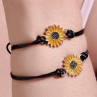 Alloy Daisy Bracelet 2944 - 01 - Black - One Size