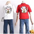 Lucky-cat Short-sleeved Knit Sweater