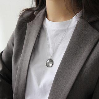 925 Sterling Silver Textured Pendant Necklace 925 Silver - Silver - One Size