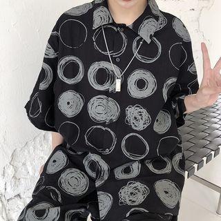 Short-sleeve Circle Print Shirt / Circle Print Shorts