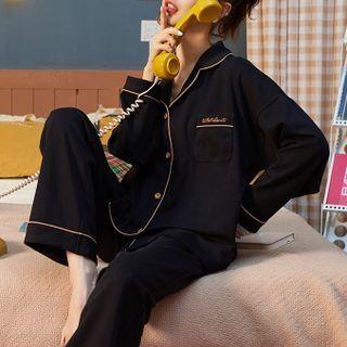 Loungewear Set : Long-sleeve Pocket Lettering Top + Pants