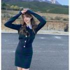 Argyle Slim-fit Cardigan / Argyle Slim-fit Knit Skirt (various Designs)