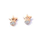 Simple Temperament Plated Rose Gold Cubic Zirconia 316l Stainless Steel Stud Earrings Rose Gold - One Size