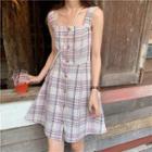 Plaid Strappy A-line Dress As Shown In Figure - One Size