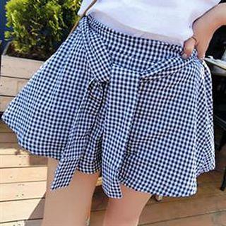 Gingham Tie Waist Skort