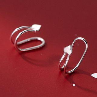 Heart Sterling Silver Cuff Earring 1 Pair - Silver - One Size