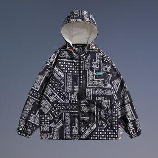 Paisley Print Hooded Zip Jacket