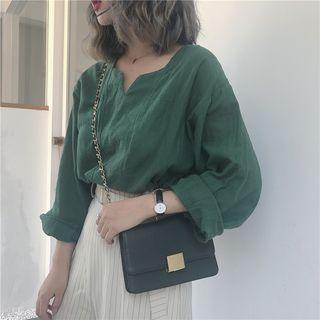 Notch Neck Blouse / Wide Leg Pants