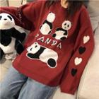 Panda Loose-fit Sweater As Figure - One Size