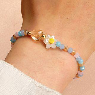 Flower Rhinestone Bead Bracelet