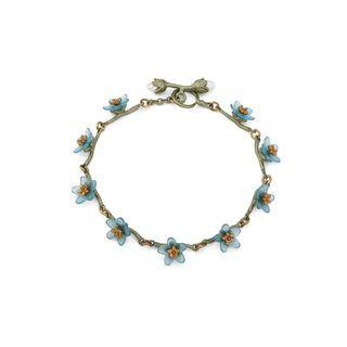 Fashion Elegant Enamel Blue Flower Bracelet Silver - One Size