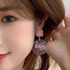 Flower Print Drop Earring 1 Pair - Pink - One Size