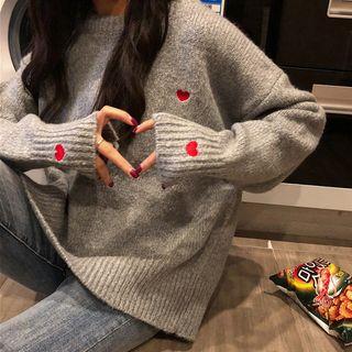 Heart Embroidered Boxy Sweater