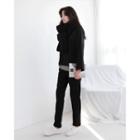 Set: Layered-hem T-shirt + Elastic-waist Pants